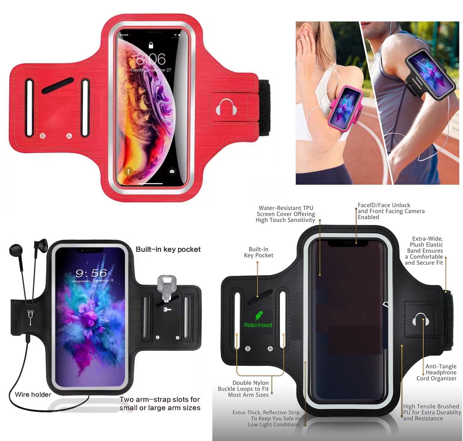 iBank ® Running Sport Armband compatible with iPhone 17,16,15 & Galaxy phones 1