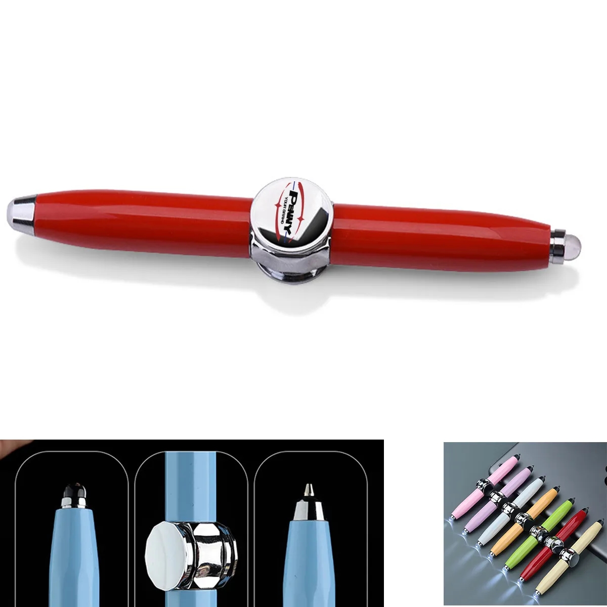 Multi-Function Ballpoint Pen Fidget Gyro Spinner LED Light 2