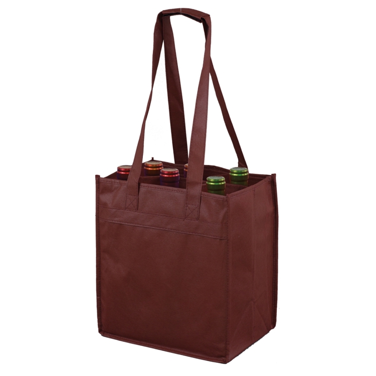 10"W x 11"H x 7"Gusset - "THE SONOMA" 6 Bottle Wine Tote Bag 12