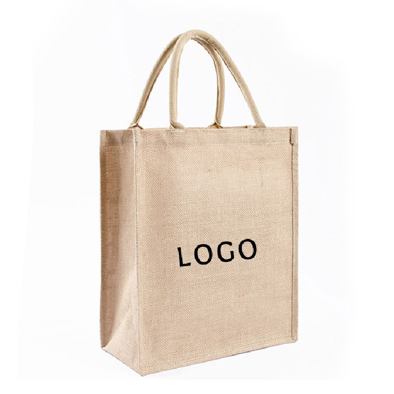 Custom Printed Reusable Shopping Tote Jute Bag, custom tote bag with logo imprint 2
