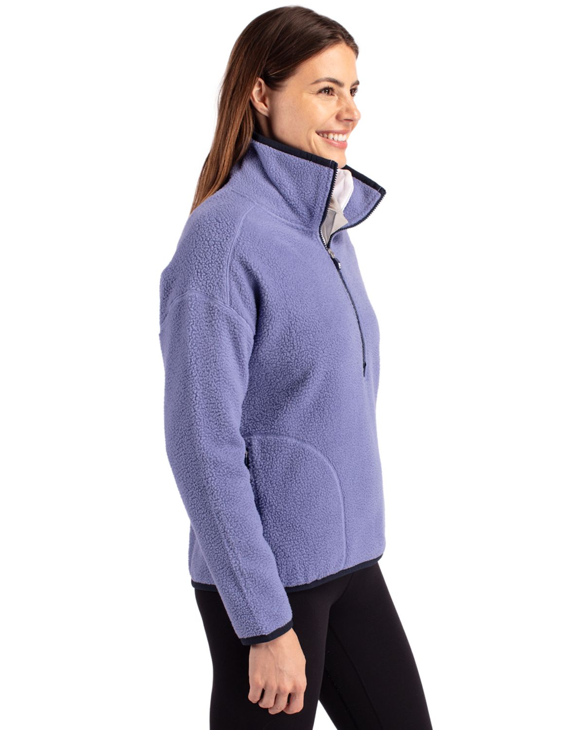 Cutter & Buck Cascade Epic Comfort Recycled Sherpa Fleece Womens Pullover Jacket 54