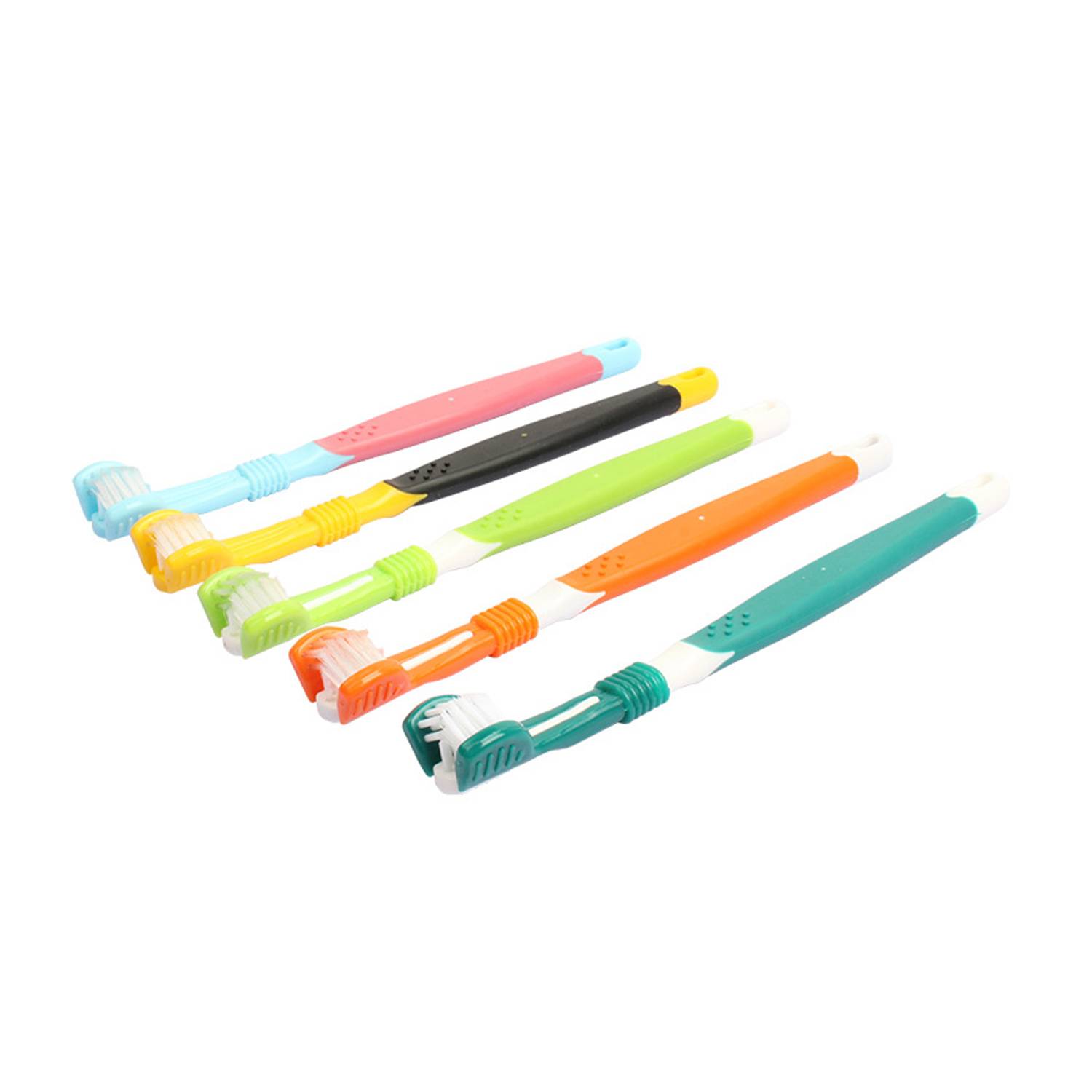 Plastic Oral Cleaning Care Three-headed Pet Toothbrush 4