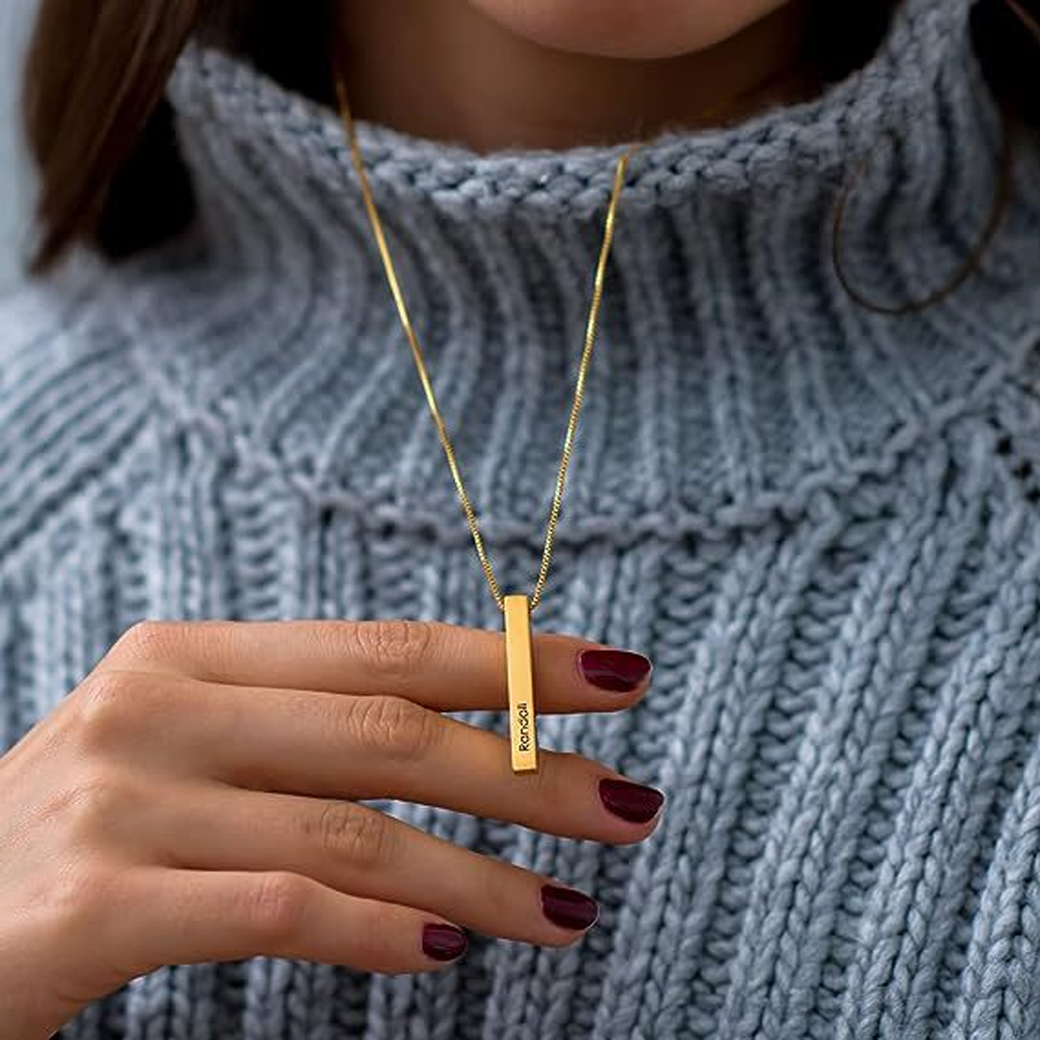 Small gold bar custom necklace 3