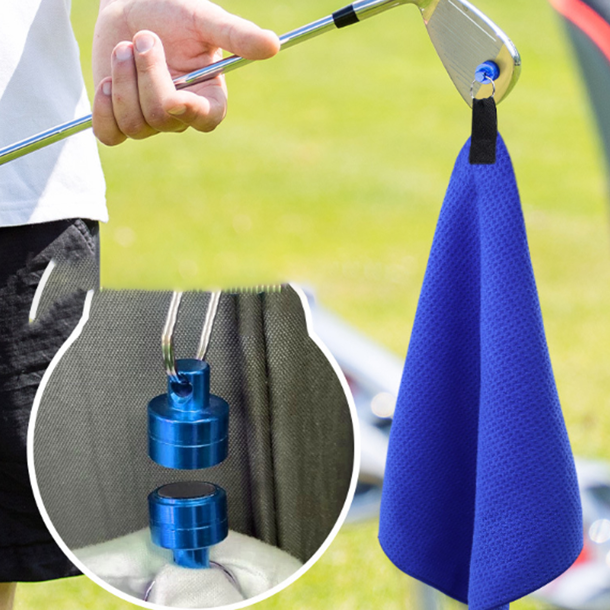 Magnetic Waffle Golf Towel with Clip 3