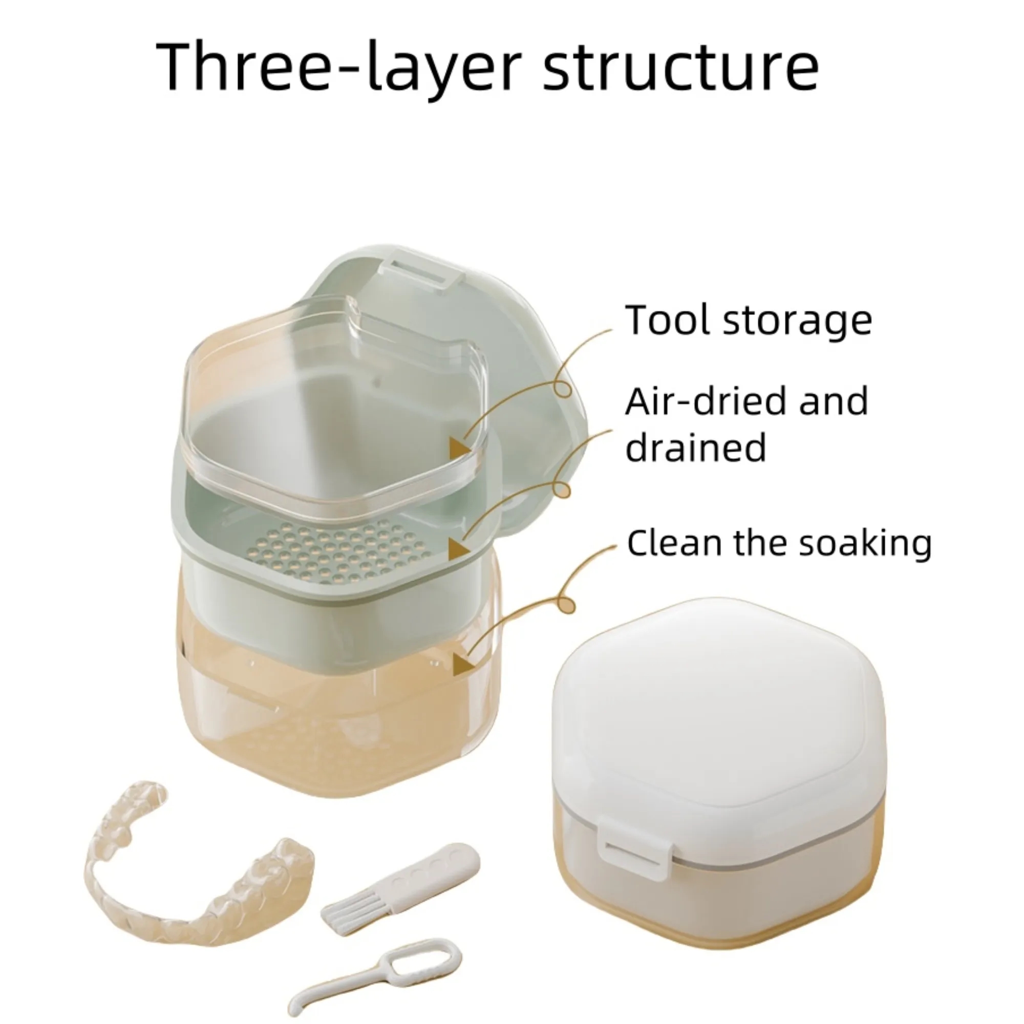 3 Layer Portable Braces Case Denture Box 6