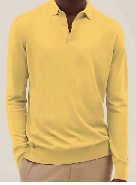 Long Sleeve V-neck Button Casual Men's Polo Shirt 3