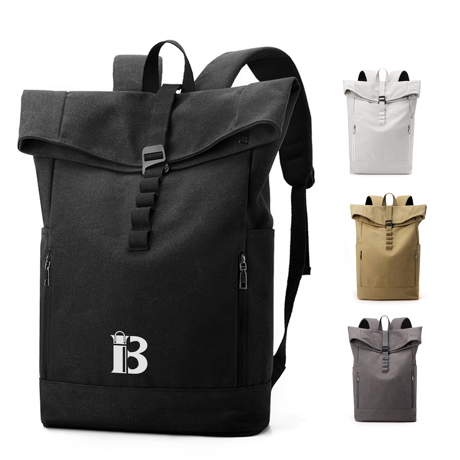 Outdoor Canvas Roll Top Backpack 2