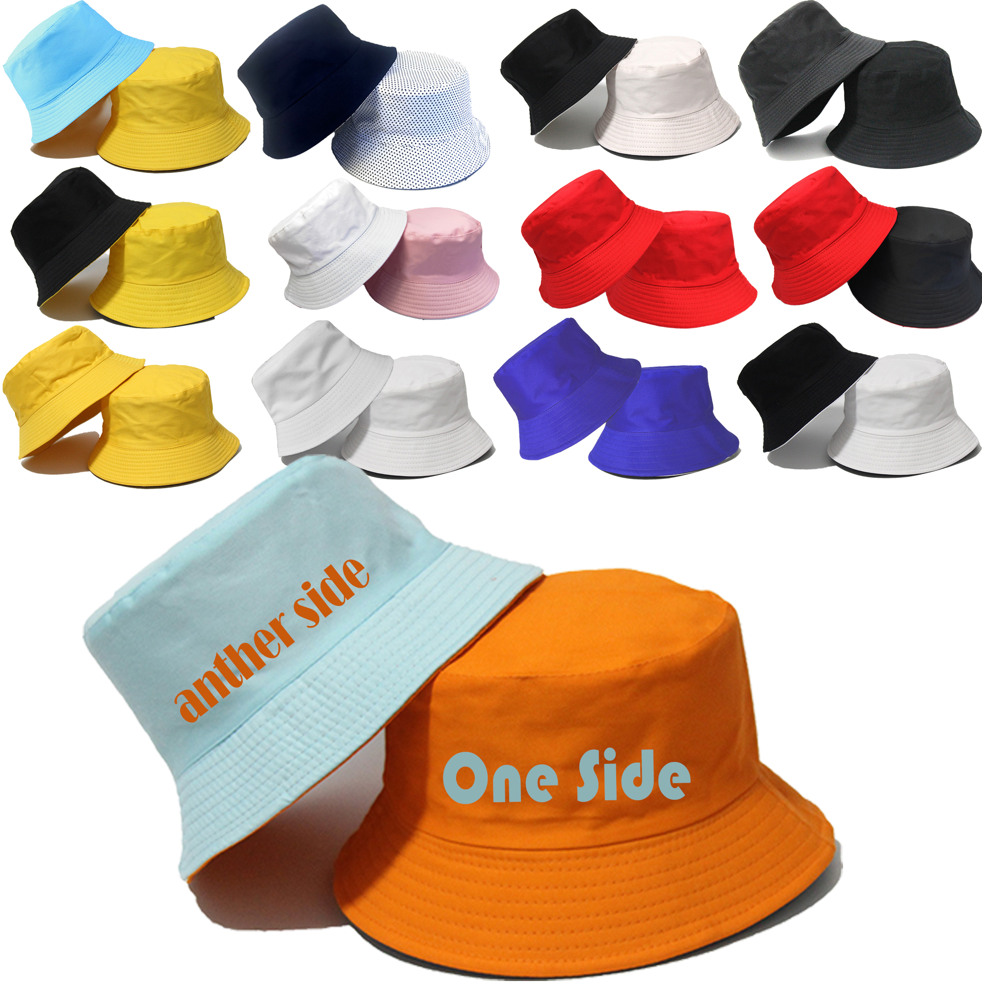 100% Cotton Double-sided Available Foldable Bucket Hat 1