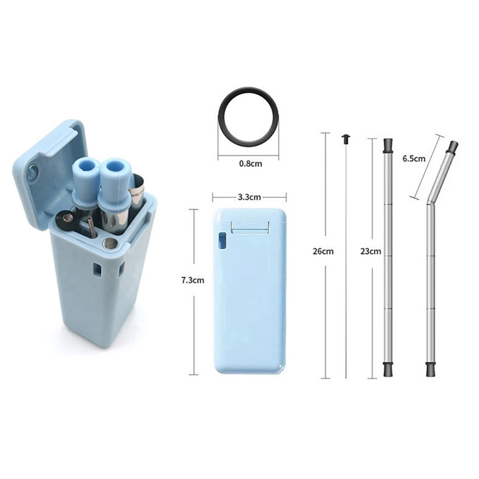 Collapsible Reusable Stainless Silicone Straw 3