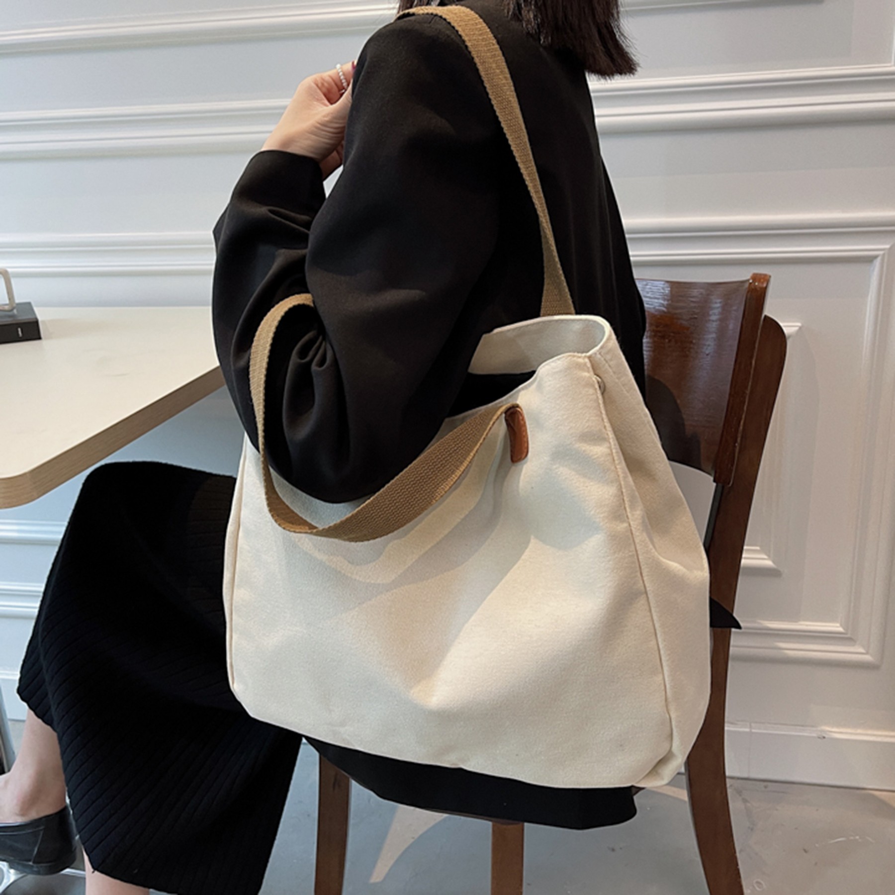Canvas Tote Handbag With Handle, custom tote bag with logo imprint 3