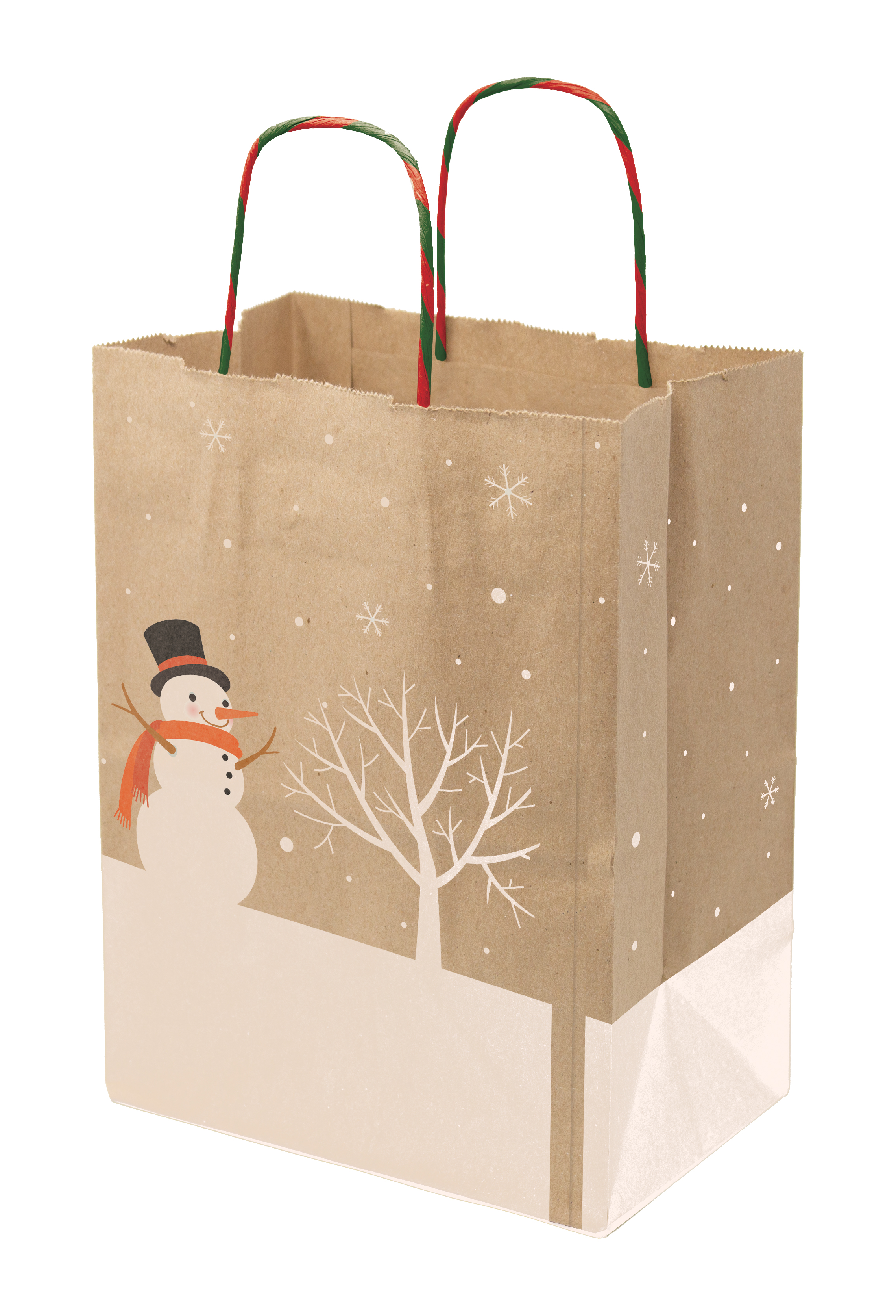 Full Color Natural Brown Holiday Handle Shopper 8.5" x 10.25" x 5" 3