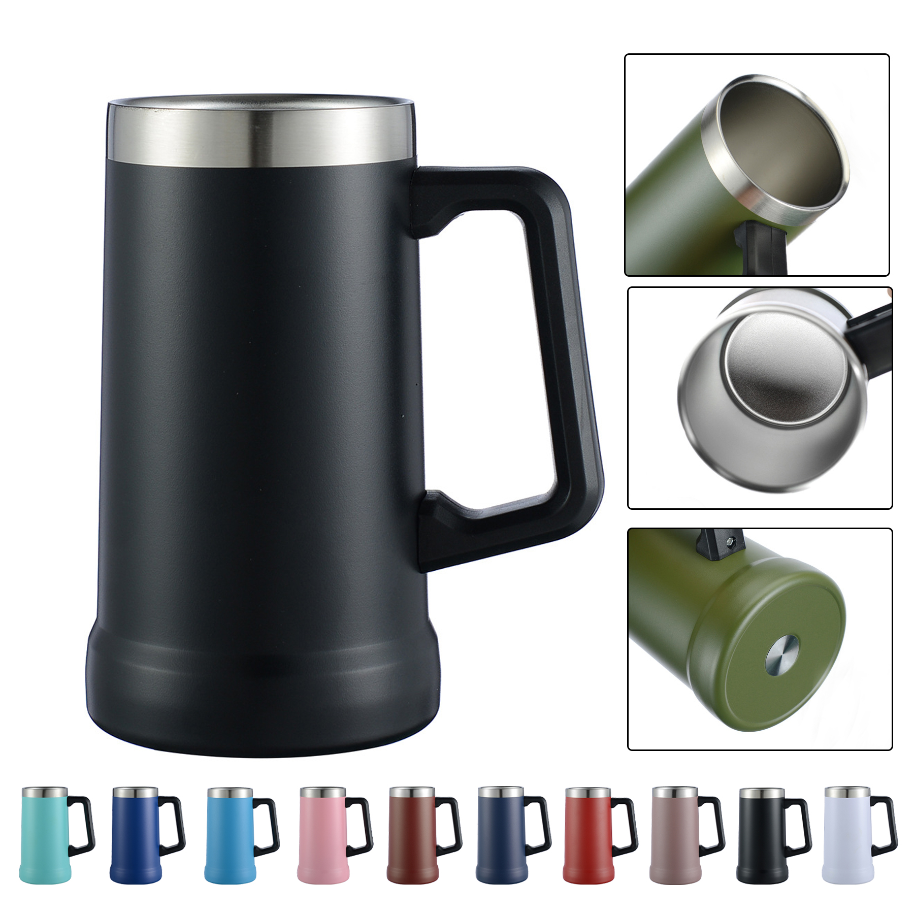24oz Stainless Steel Big Grip Beer Mug 1