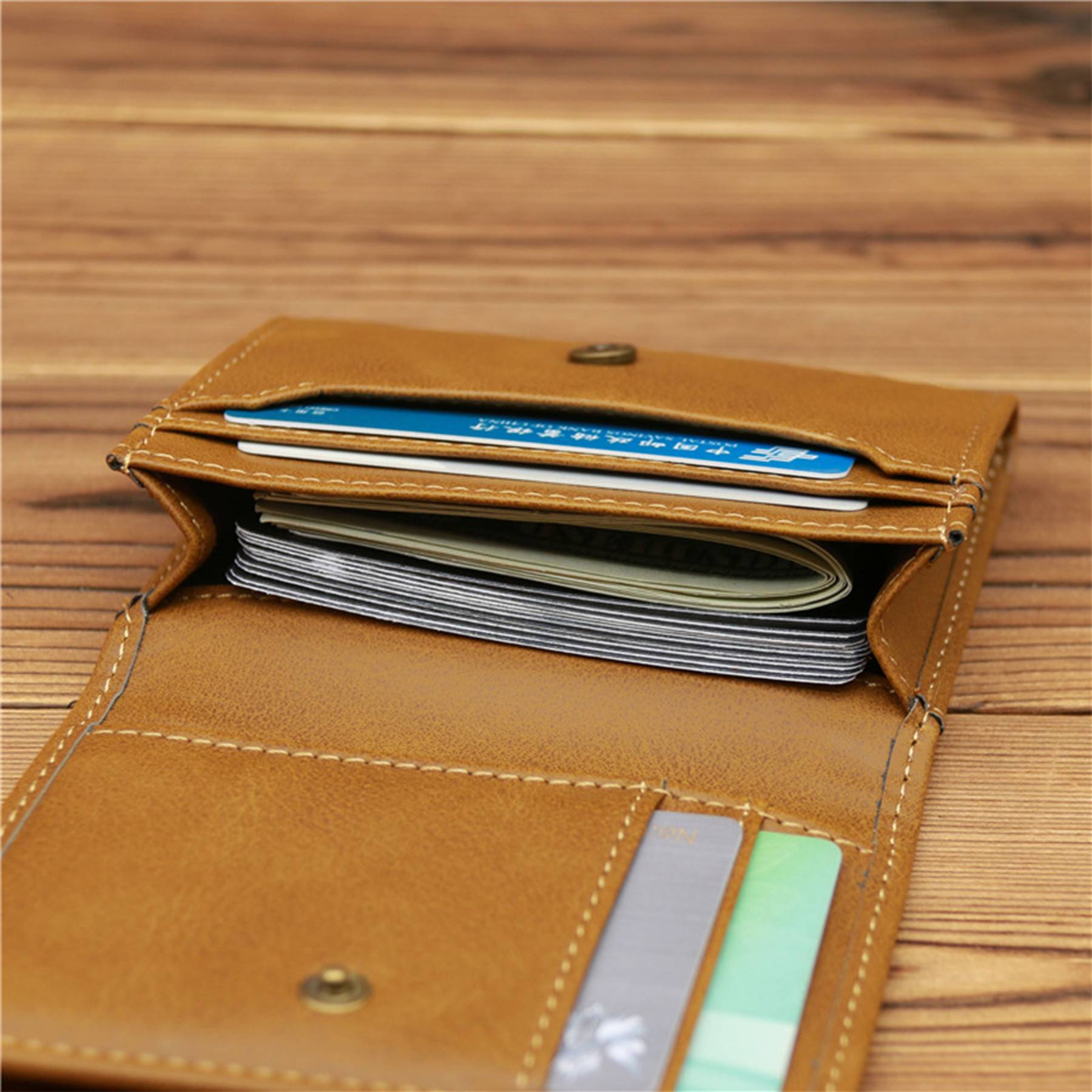 Small RFID Card Wallet Slim PU Leather Business 6
