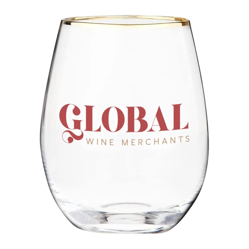 18oz. Gold Rimmed Stemless Wine Glass 2
