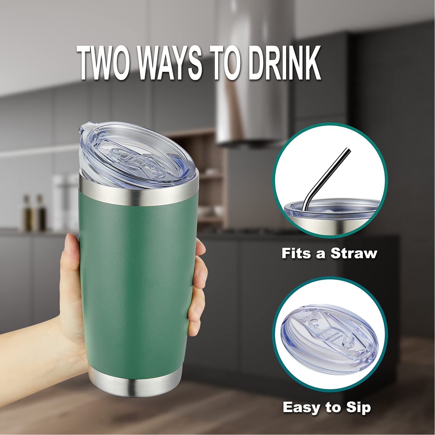 Powder Coated Insulated Coffee Tumbler/Double Wall Vacuum Insulated Travel Mug, Stainless Steel Mug 3