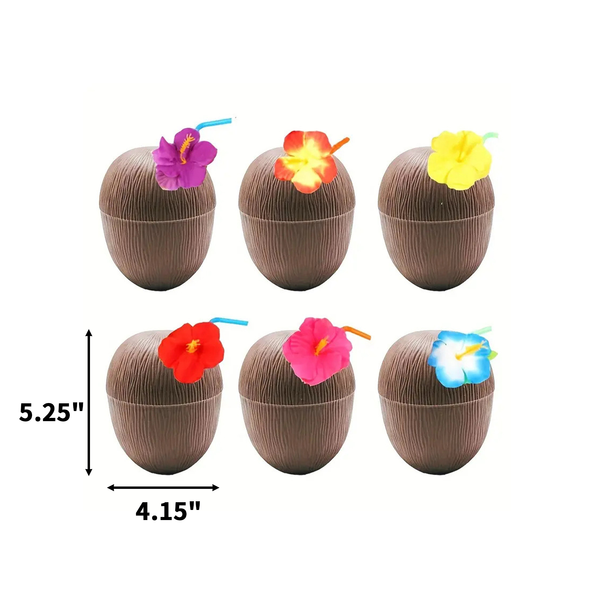 16 Oz Coconut Style Party Cup With Twist Close Lid And Flower Straw 3