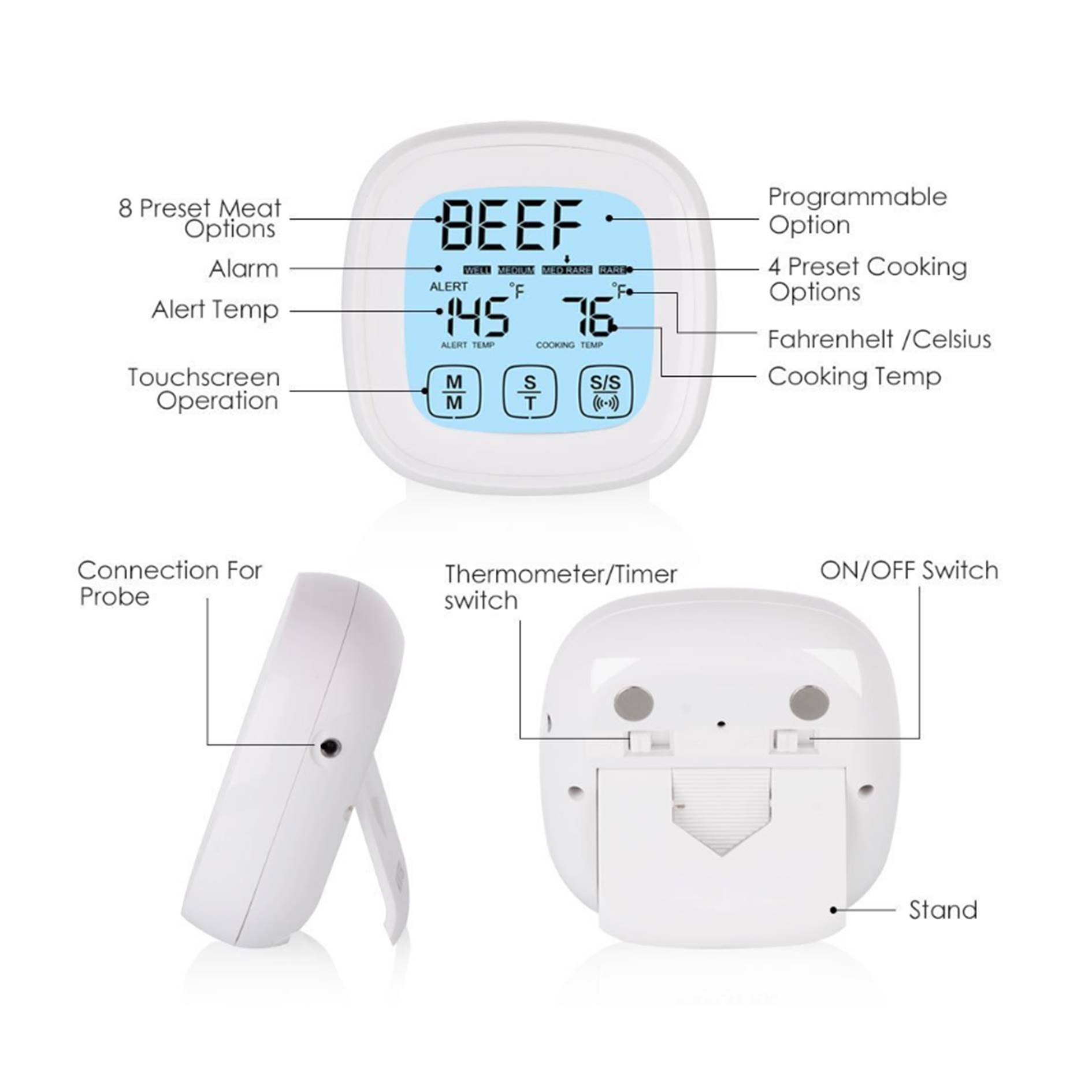 Digital Touchscreen Meat Food Thermometer 2