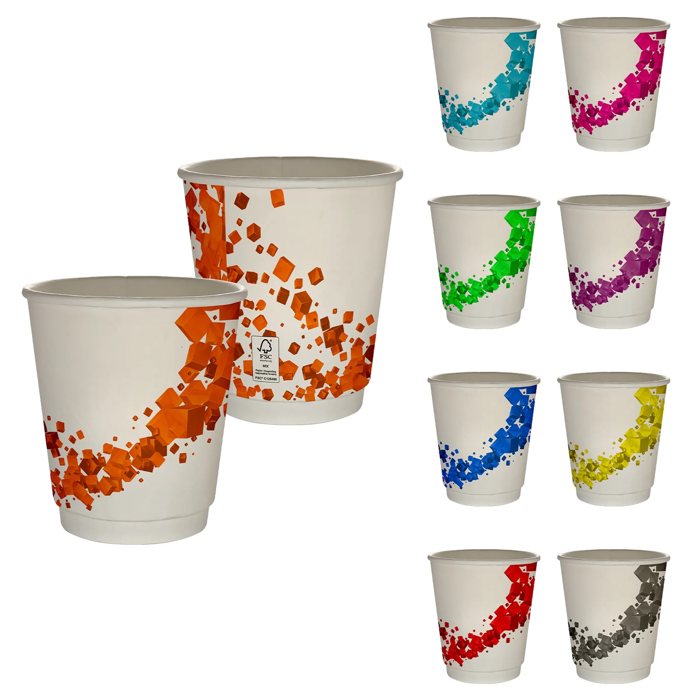 10 oz Full Color Floating Cubes Insulated Paper Cup 20