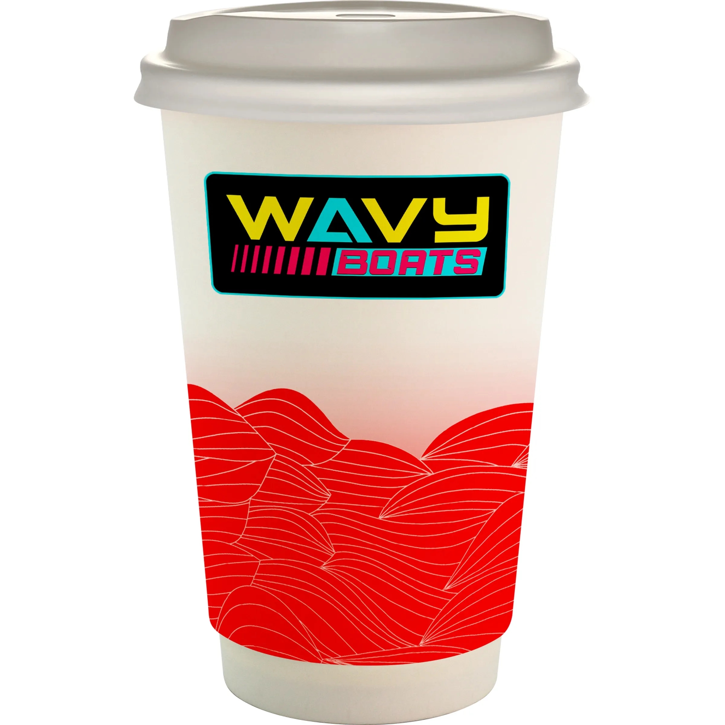 16 oz. Full Color Turbulent Waves Paper Cup With Lid 5