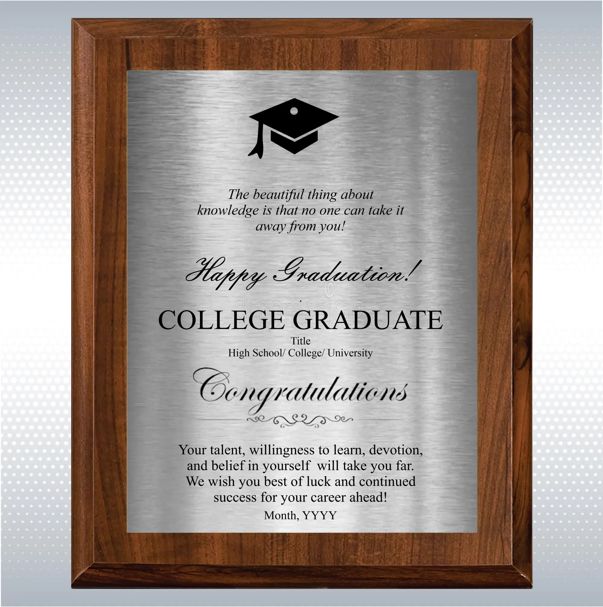 Cherry Finish Graduation Gift Plaque Award 4