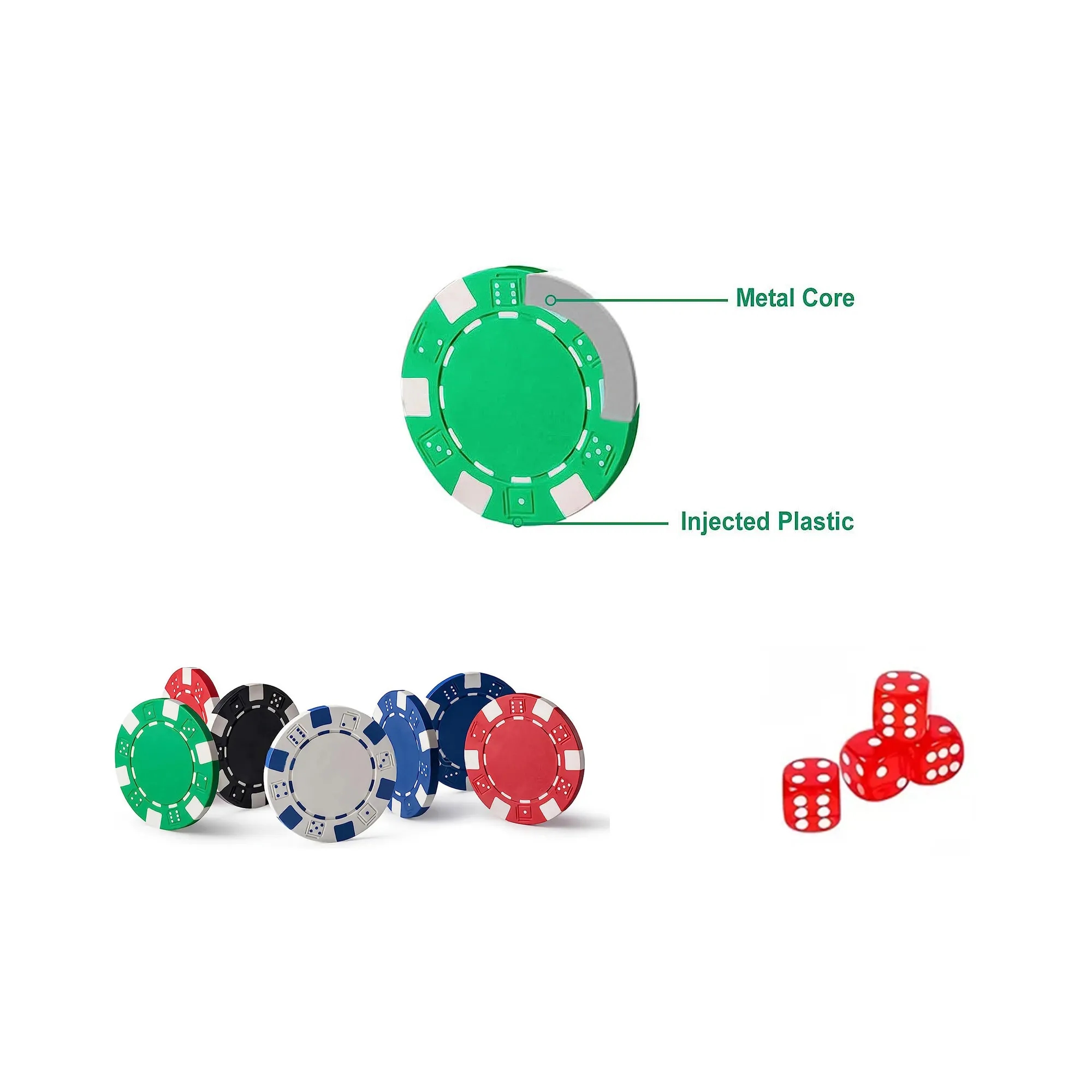 100Pcs Texas Chips Dice Poker Set With Box 2