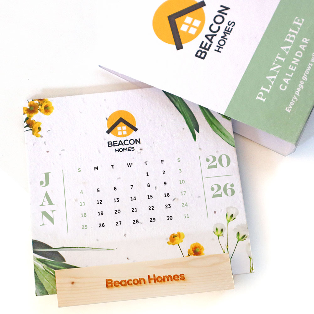Flourish Plantable Eco Calendar With Wood Stand 2