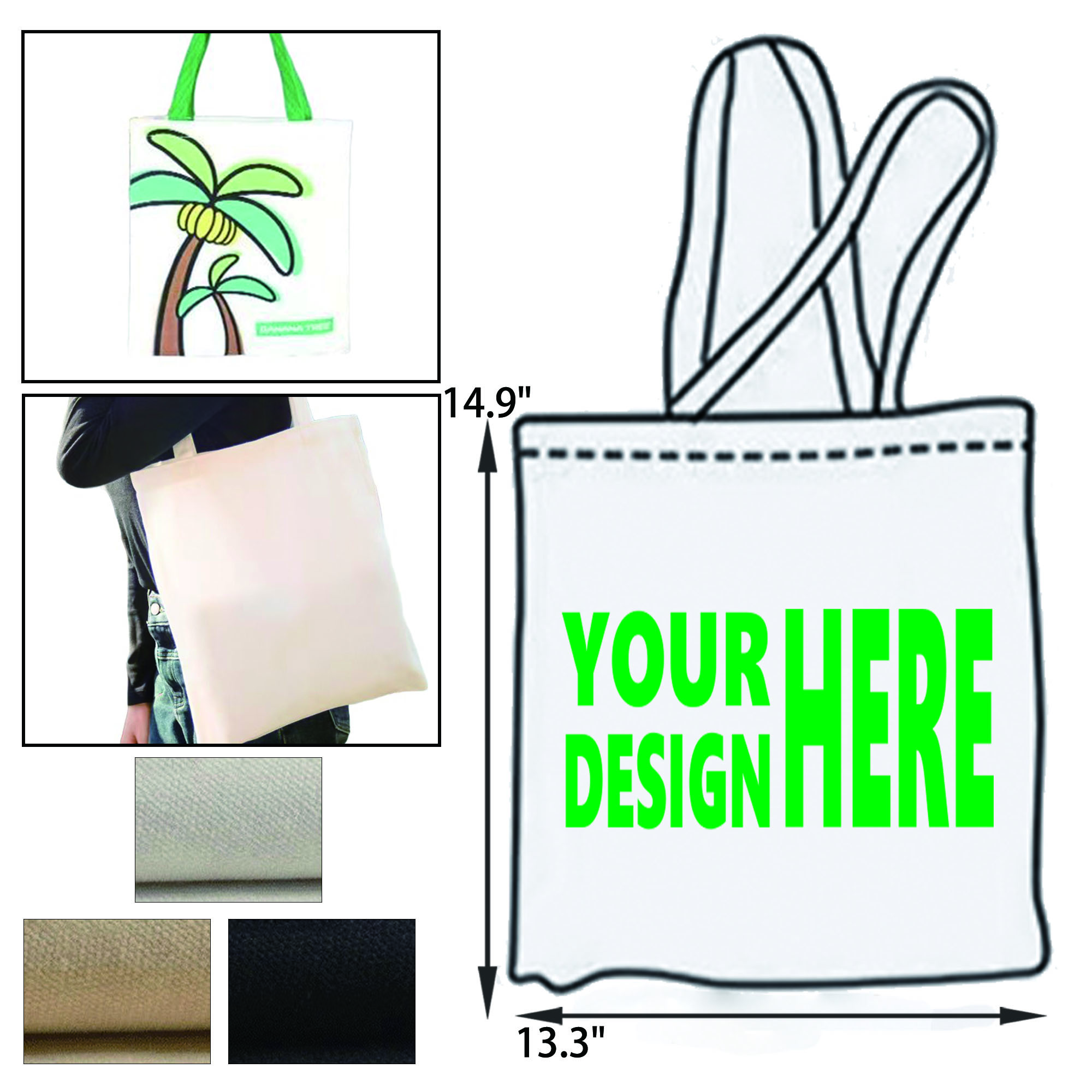 Full Color Custom Canvas Tote Bag MOQ 20, custom tote bag with logo imprint 2
