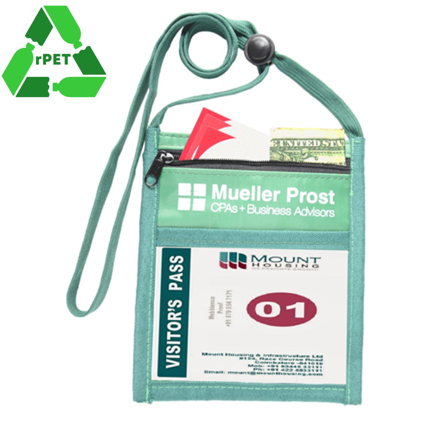 Nylon RPET Recycled Pouch With Front Zipper Pocket 2