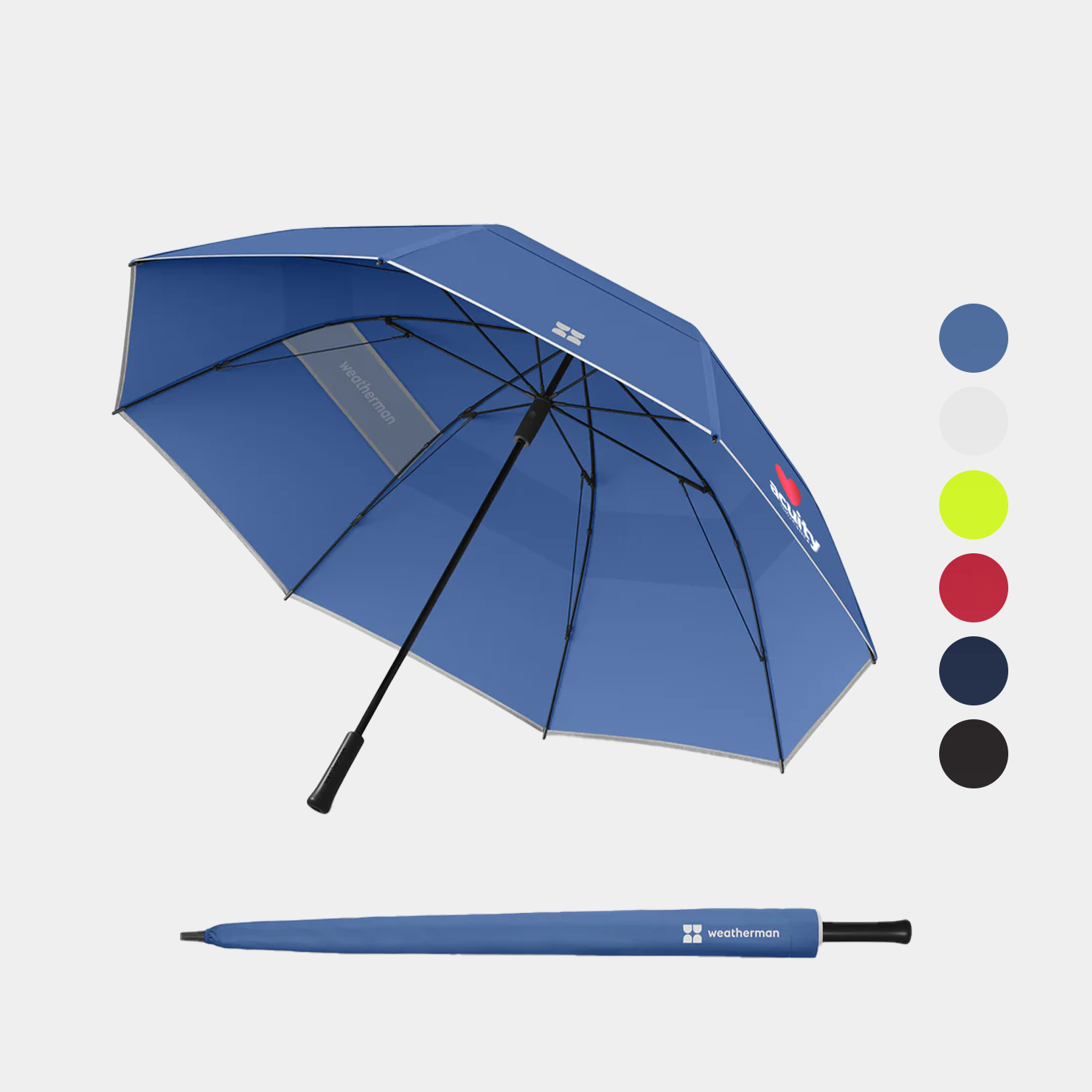 Weatherman® 100% Recycled 66″ arc UPF 50+ Golf Umbrella 3