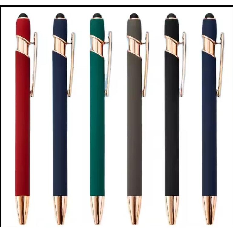 Soft Touch Ballpoint Pen with Rose Gold Accent 4