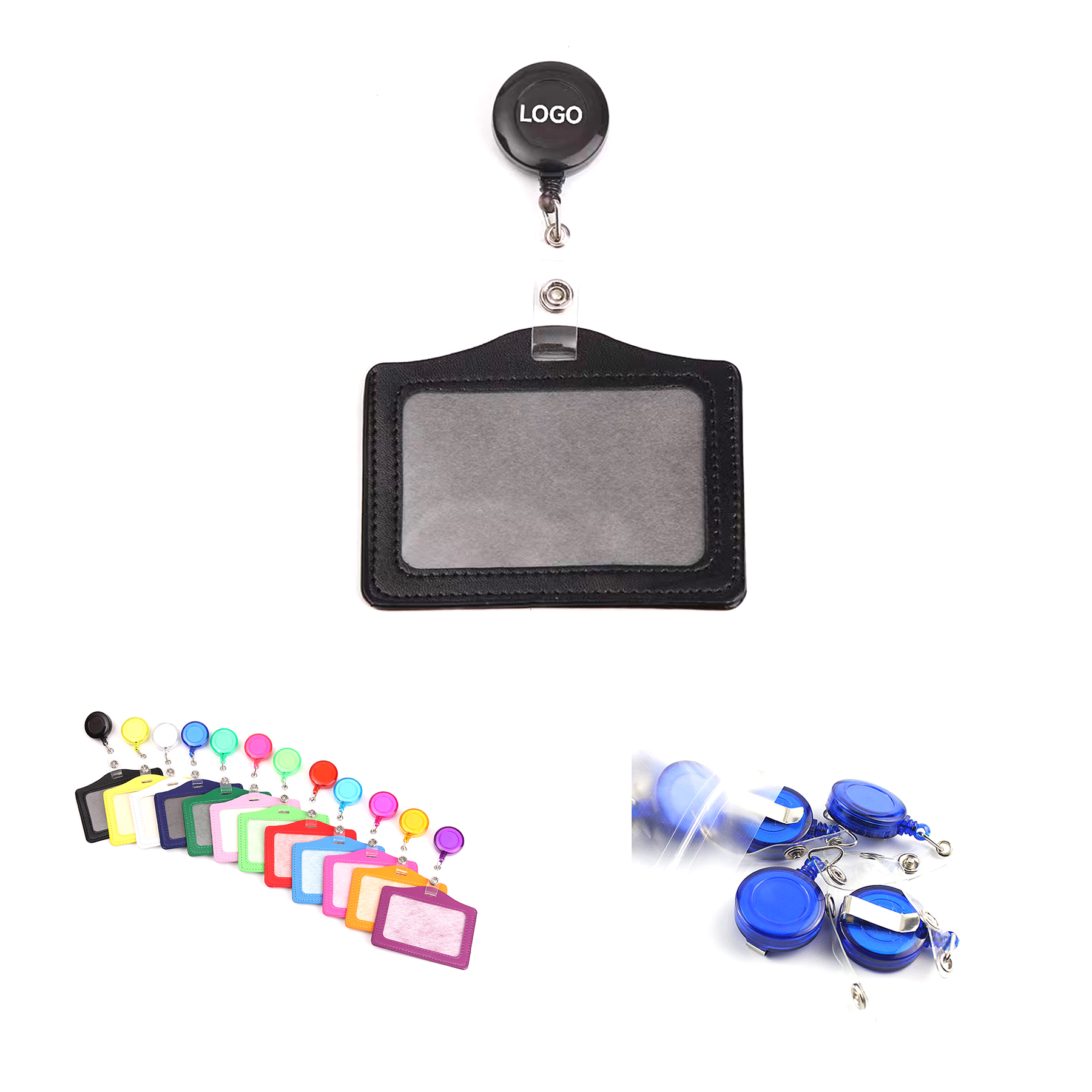 Horizontal PU Leather Badge Holder 2