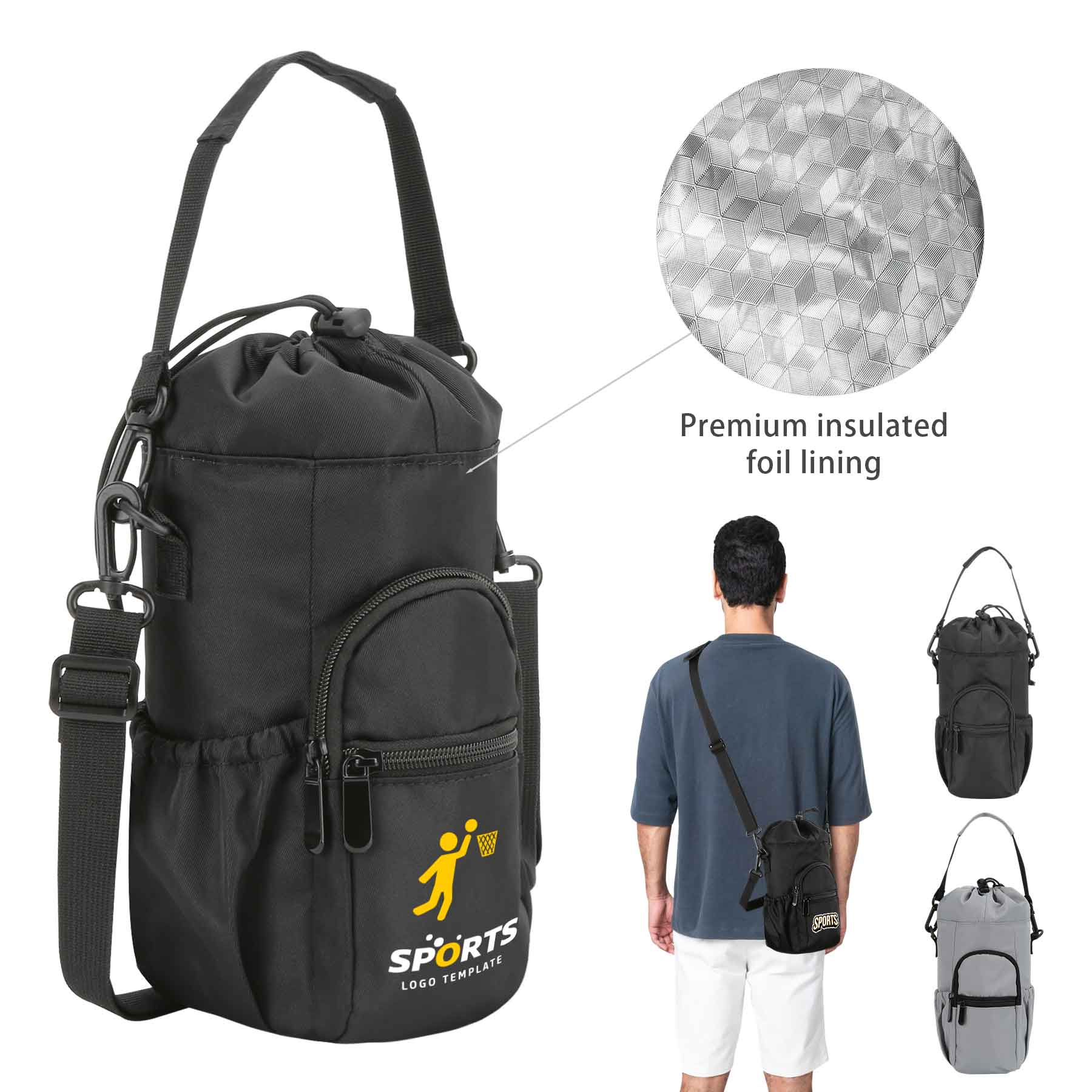 Golf Cooler Sling Bag With Drawstring Top 8
