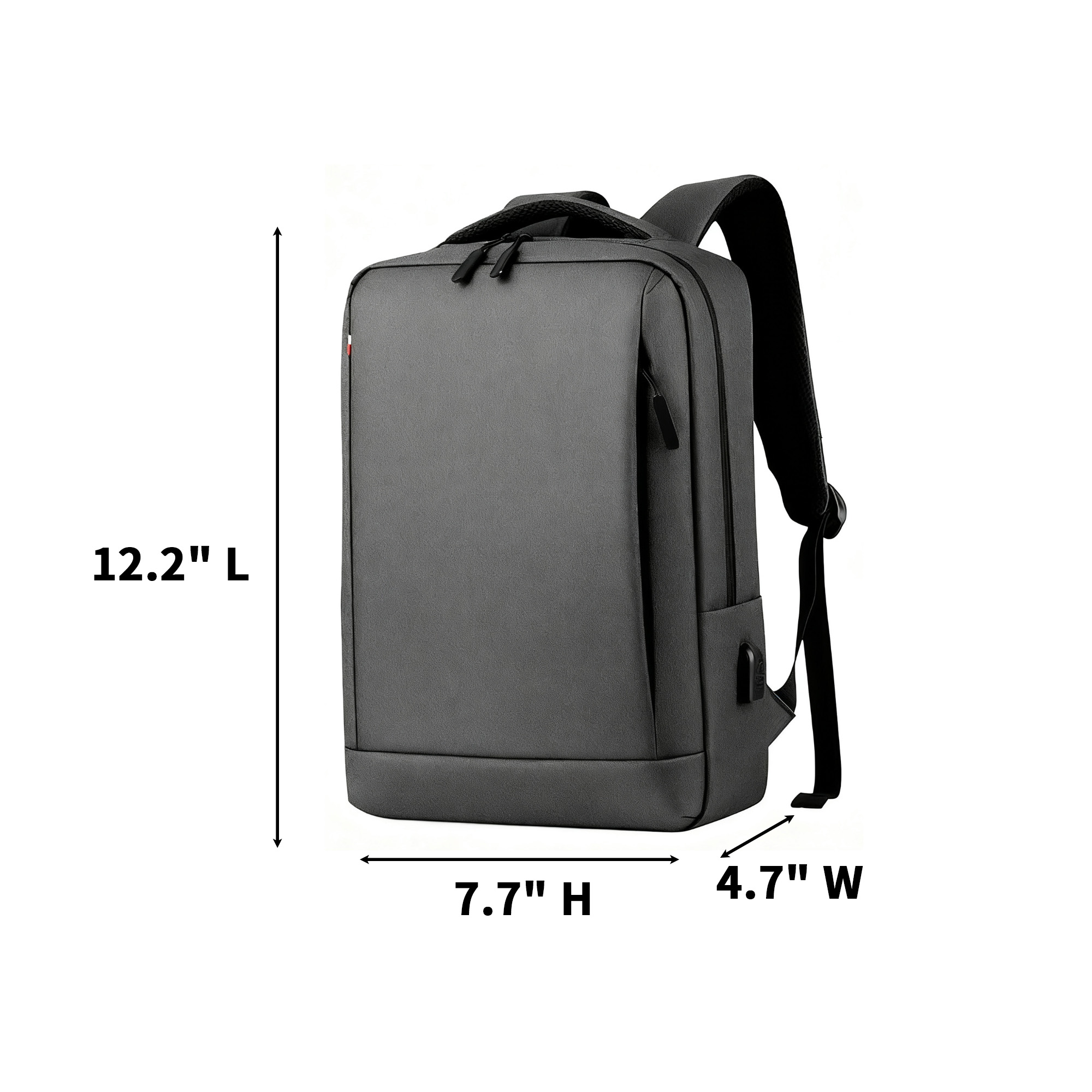 Water Resistant Laptop Daypack With USB Port 12.2 x 4.7 x 7.7" 6