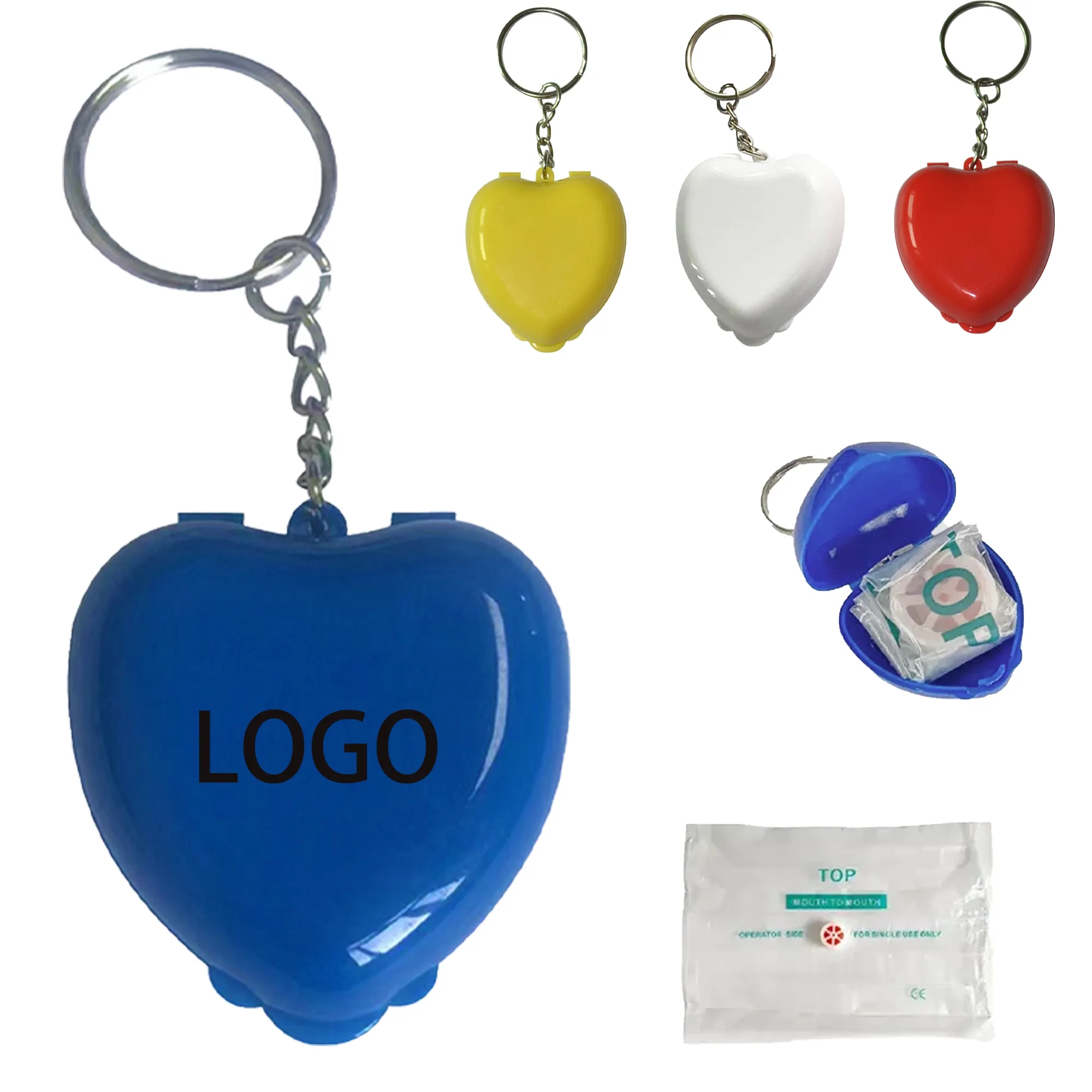 MOQ 50 Heart CPR Keychain Face Shield 3