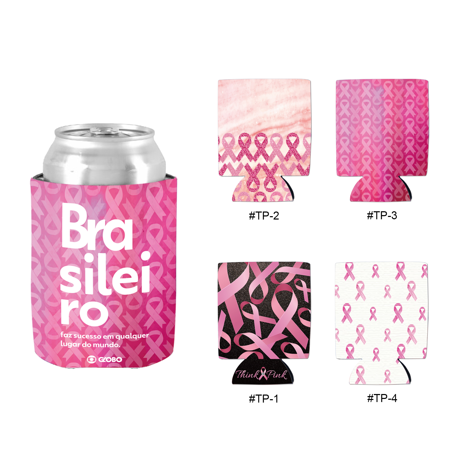 Free Shipping Ribbon Design Sublimated Collapsible Can Cooler 4