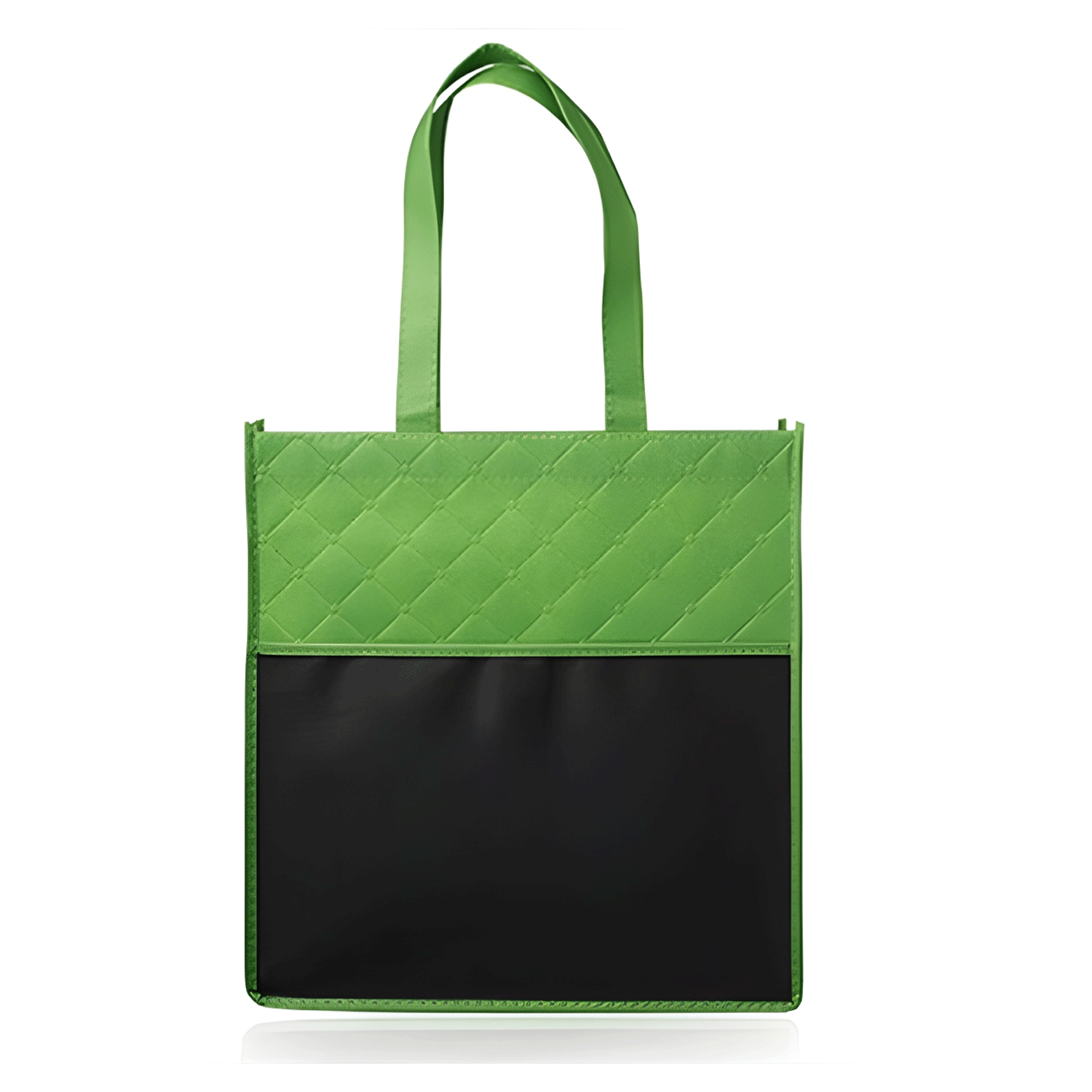 Reusable Quilted Pocket two-tone red black Grocery Tote Bag 10