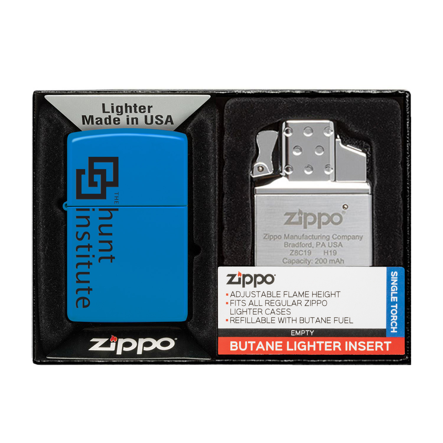 Matte Zippo® Lighter & Single Butane Insert Gift Set 12