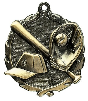 Baseball Wreath Medal, 1 3/4" 2