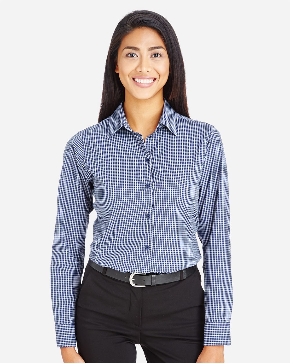 Women's CrownLux Performance® Tonal Mini Check Woven Dress Shirt - DG535W 7