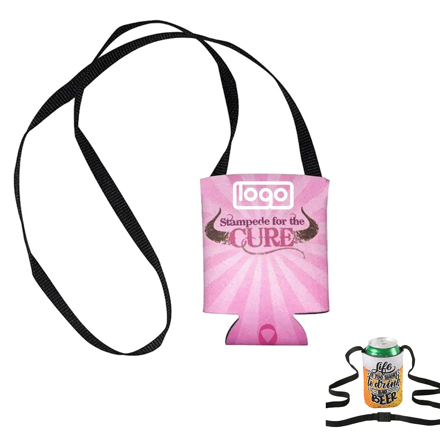 Neoprene Can Cooler Sleeve w/ Adjustable Strap 1