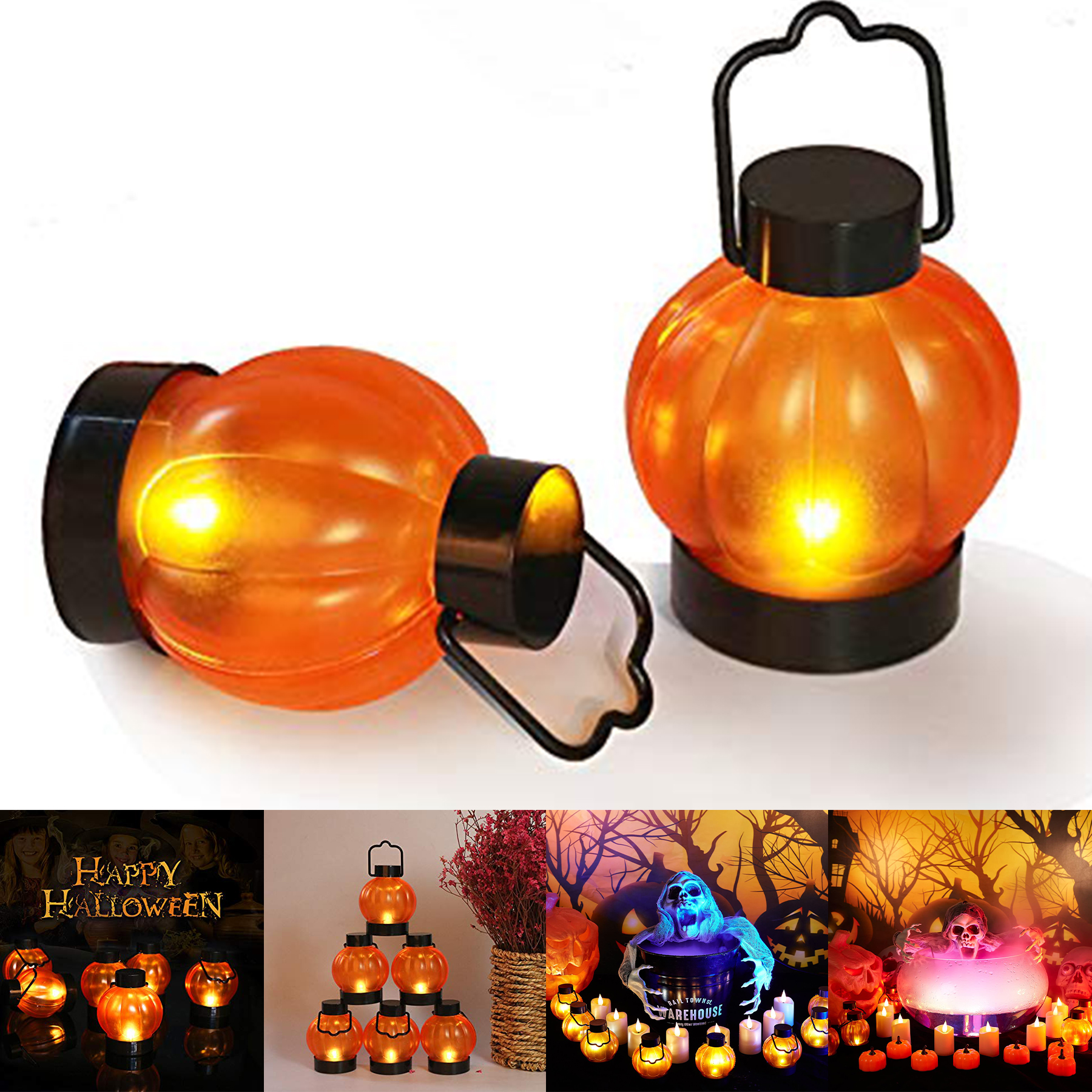 Flickering Pumpkin Lantern Tea Lights