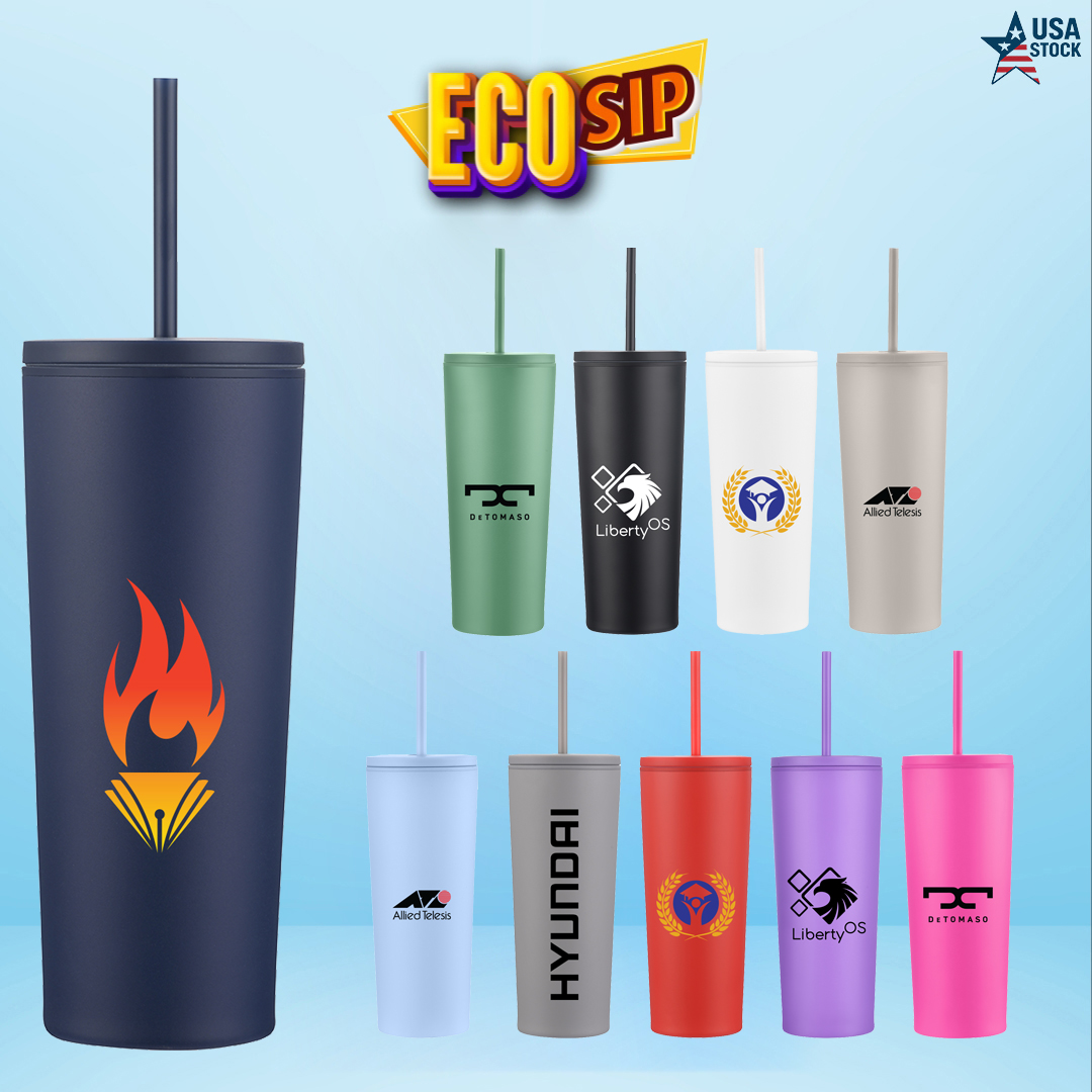EcoSip 24oz Double Wall Tumbler with Leak-Proof Straw 7