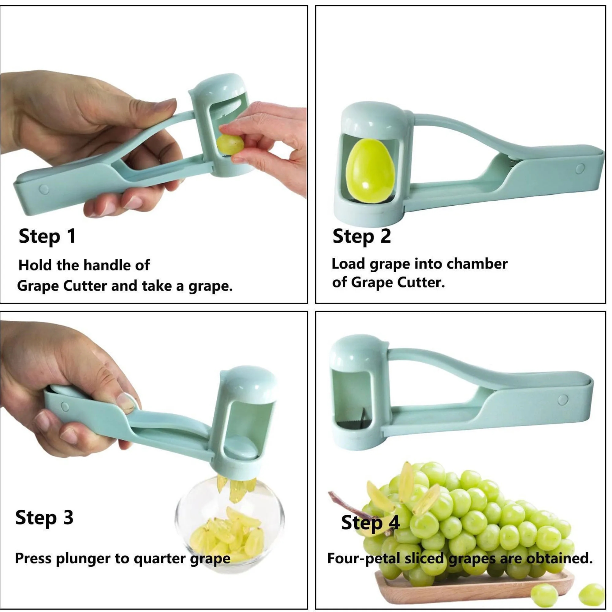 Quick Cut Grape Slicer With Ergonomic Handle Serrated Blades 9