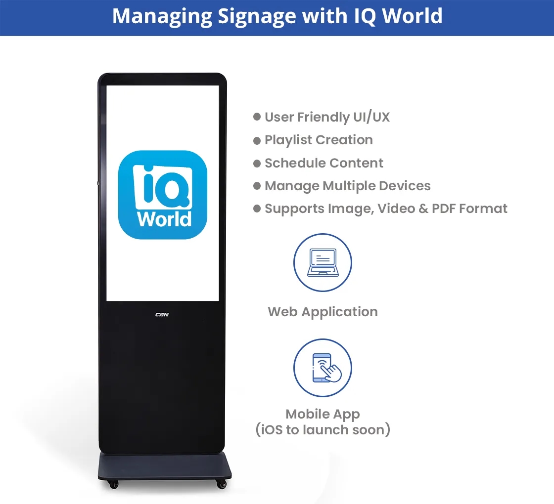 Portable LED Digital Display Signage with Wheels 55 Inch 3