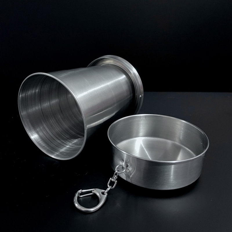 250ML Travel 304 Stainless Steel Collapsible Cup w/ Metal Keychain 5