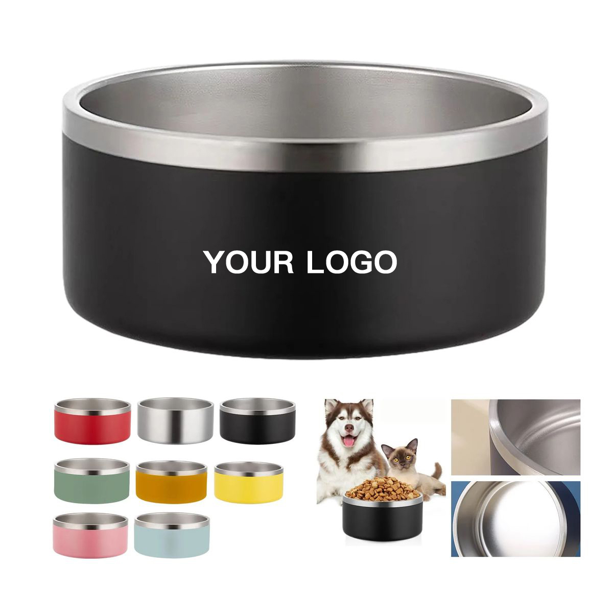 Triple Wall Stainless Steel Pet Bowl with Non Slip Base 8