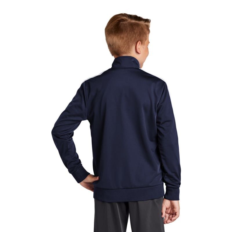Sport-Tek Youth Tricot Sleeve Stripe Track Jacket. 27