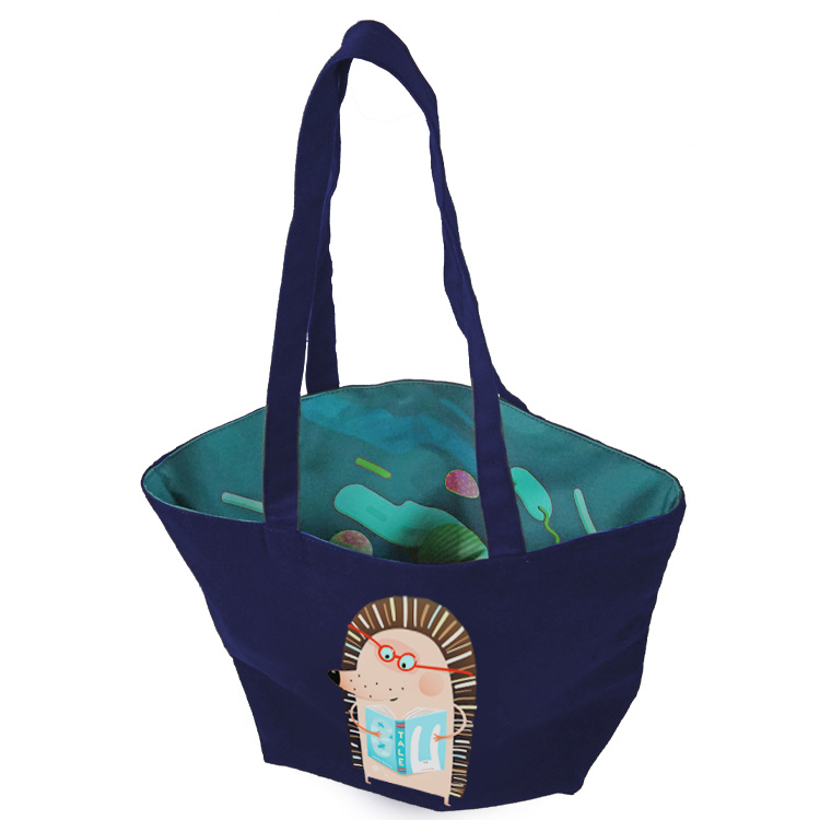 Reversible Navy Cotton Tote 2