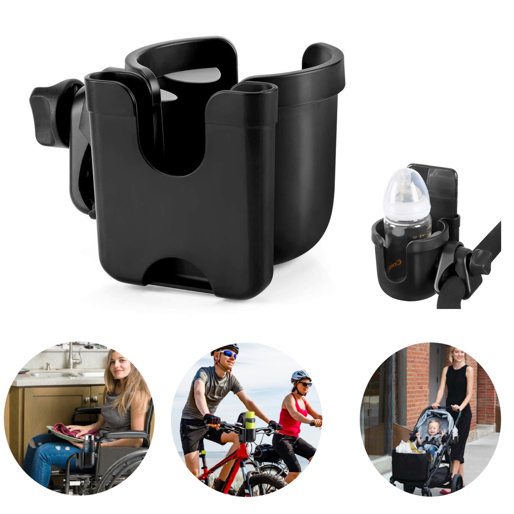 Stroller Cup Holder with Phone Holder