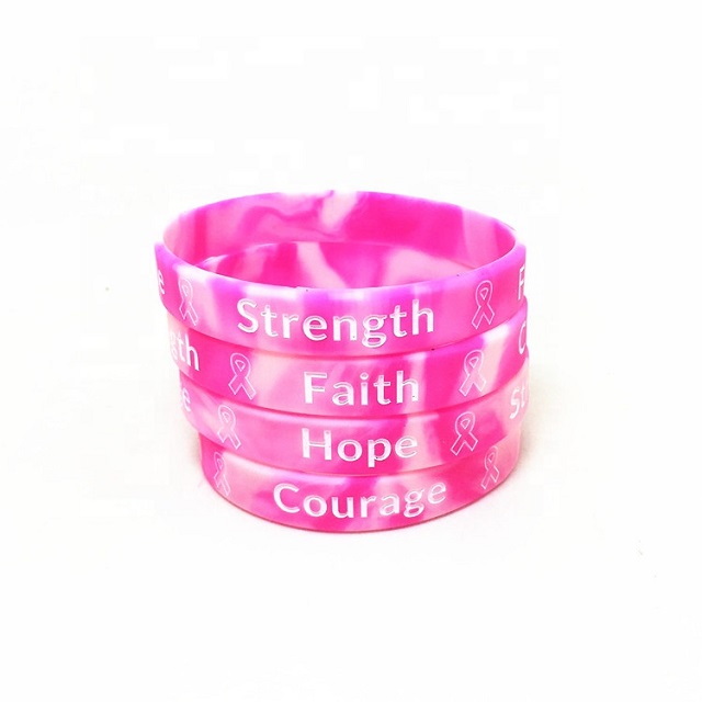 1/2 Inch Breast Cancer Swirl Deboss-fill Wristband 2